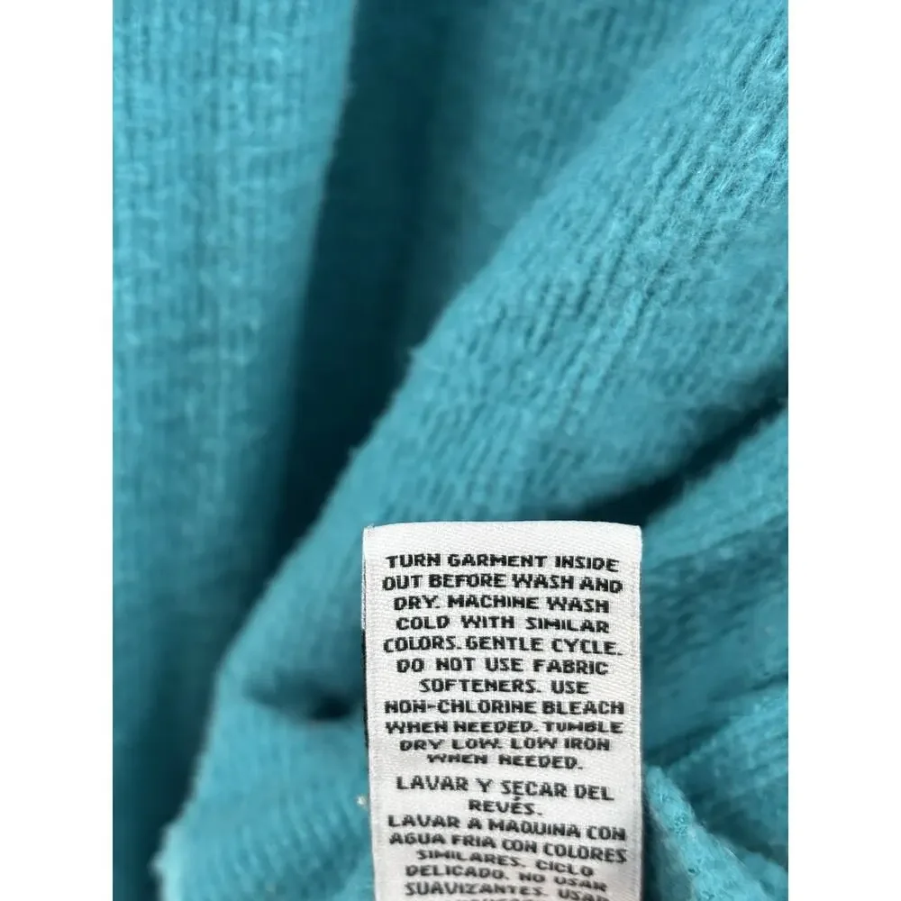 Wildfox Sweater Womens Medium Teal Blue V Neck Soft Knit Stretchy Pullover Top